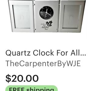 Quartz Elegant Silver Quartz Clock The Carpenter By WJE Happy Holidays.Rare Find
